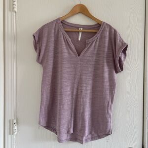 Anthropologie Size XS Mauve Short Sleeve V-Neck Top Soft Knit Casual Tee